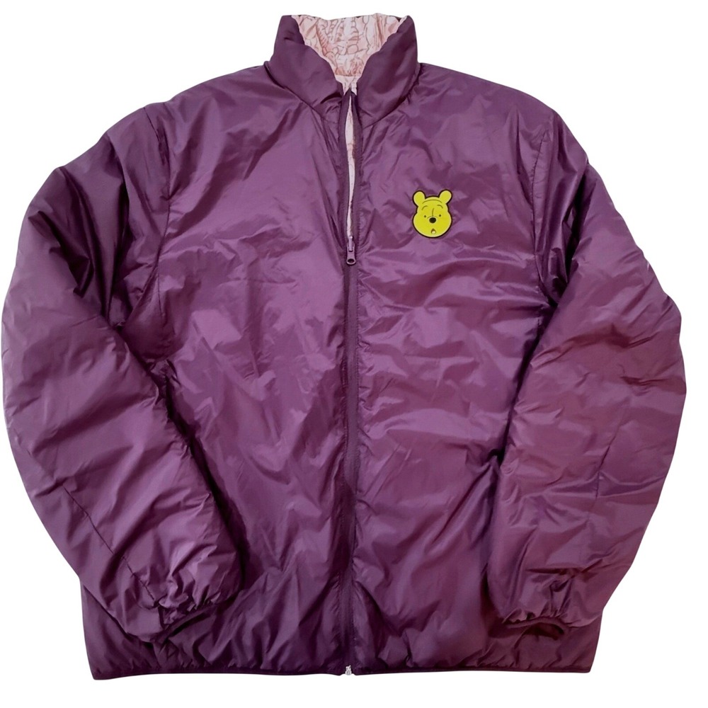 Disney Winnie the Pooh Reversible Puffer Jacket Purple Pink Women XL W113